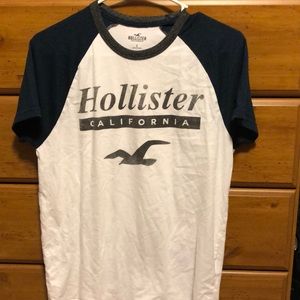 Hollister white, navy blue and black shirt